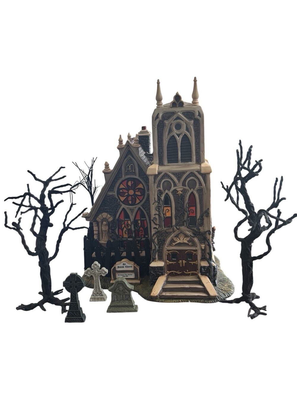 Dept 56 Halloween All Saints Church 56.58707 Plus Extras Box Cord Damaged